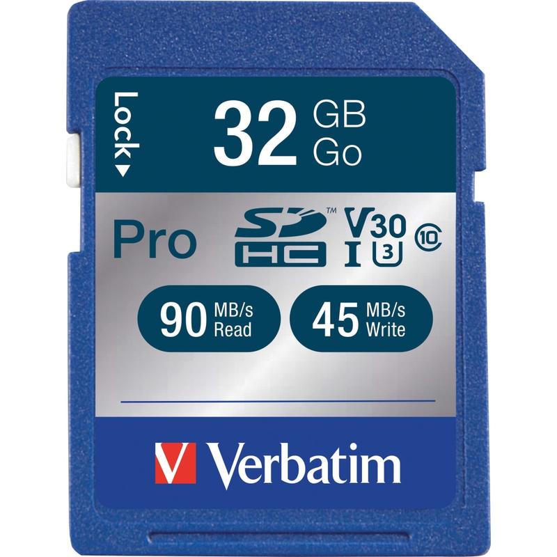 Verbatim 32GB Pro 600X SDHC Memory Card, UHS-1 U3 Class 10 - Class 10/UHS-I - 1 Card - 600x Memory Speed (Min Order Qty 4) MPN:98047