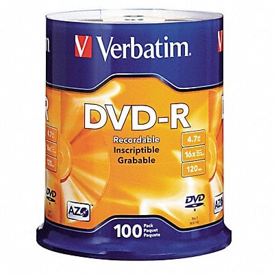 DVD-R Disc 4.70 GB 120 min 16x PK100 MPN:VER95102