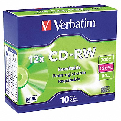 CD-RW Disc 700 MB 80 min 12x PK10 MPN:VER95156