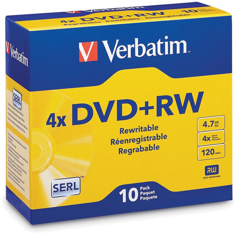 Verbatim QZ2776 DVD+RW Disc Spindle, Silver, Pack Of 10 (Min Order Qty 4) MPN:94839