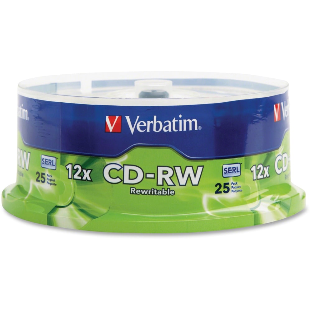 Verbatim CD-RW 700MB 4X-12X High Speed Discs With Branded Surface, Spindle Of 25 (Min Order Qty 5) MPN:95155