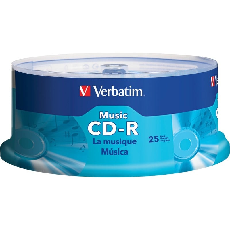 Verbatim Music CD-R 80min 40x with Branded Surface - 25pk Spindle (Min Order Qty 11) MPN:96155