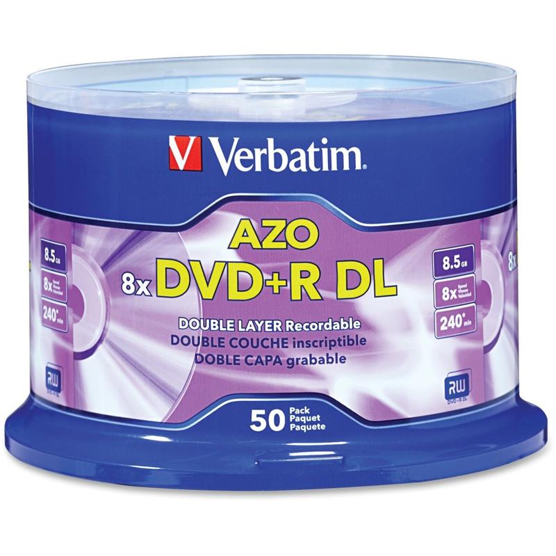 Verbatim DVD+R DL Branded Surface Spindle, 8.5GB, Pack Of 50 MPN:97000