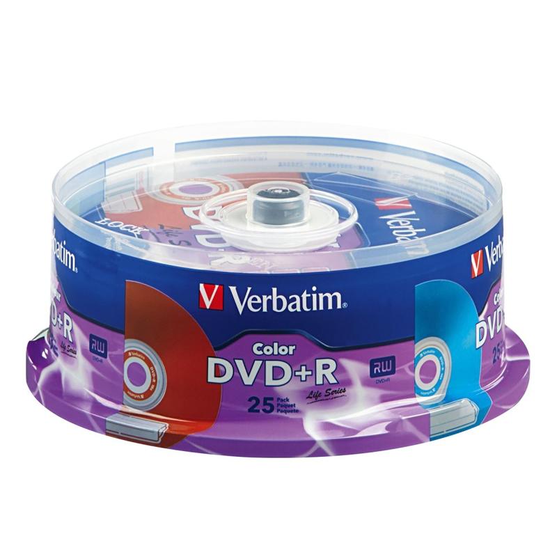 Verbatim Life Series DVD+R Spindle, Vibrant Color, Pack Of 25 (Min Order Qty 9) MPN:98431