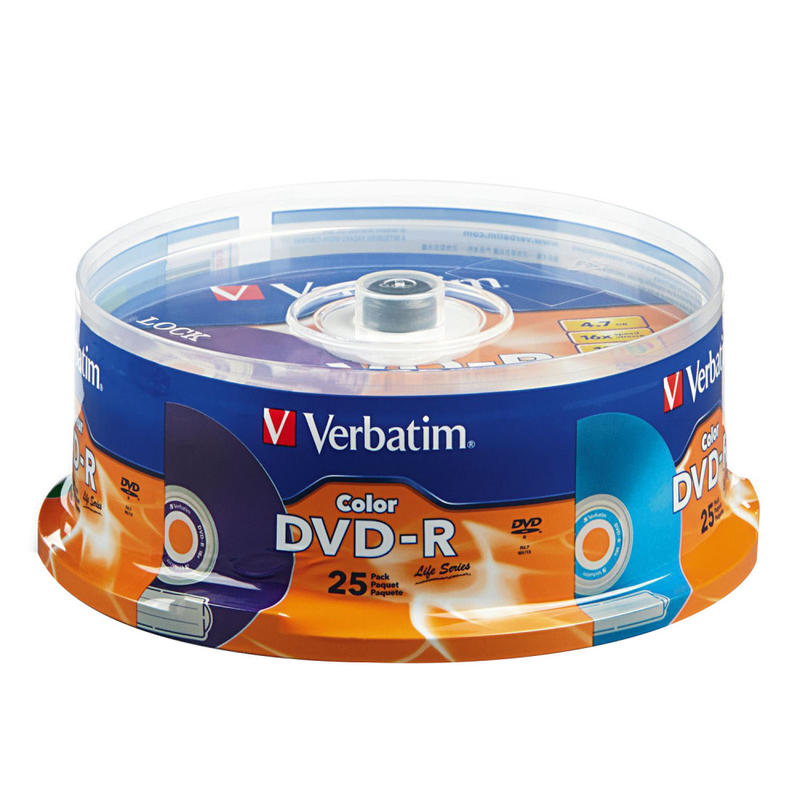 Verbatim Life Series DVD-R Discs, Assorted Colors, Pack Of 25 (Min Order Qty 9) MPN:98432