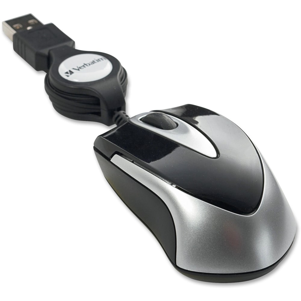 Verbatim Travel Optical Mouse, Mini, Black/Silver (Min Order Qty 6) MPN:97256