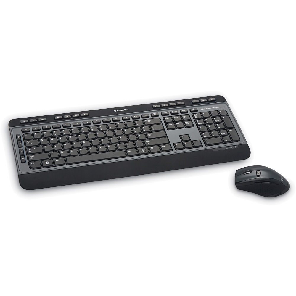Verbatim Wireless Multimedia Keyboard and 6-Button Mouse Combo, Black (Min Order Qty 2) MPN:99788