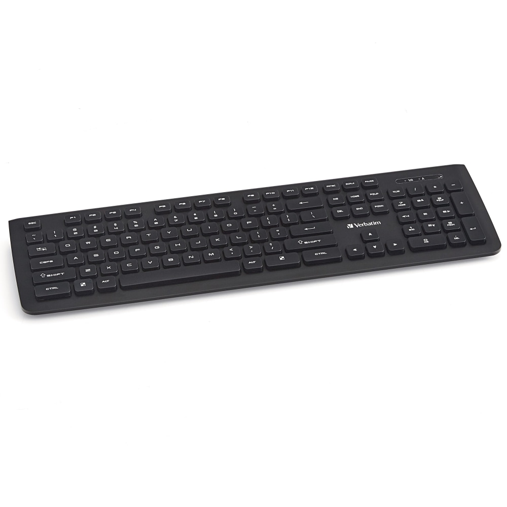 Verbatim Wireless Slim Keyboard - Wireless Connectivity - RF - USB Type A Interface - Computer - PC, Windows, Mac OS, Linux - AAA Battery Size Supported (Min Order Qty 4) MPN:99793