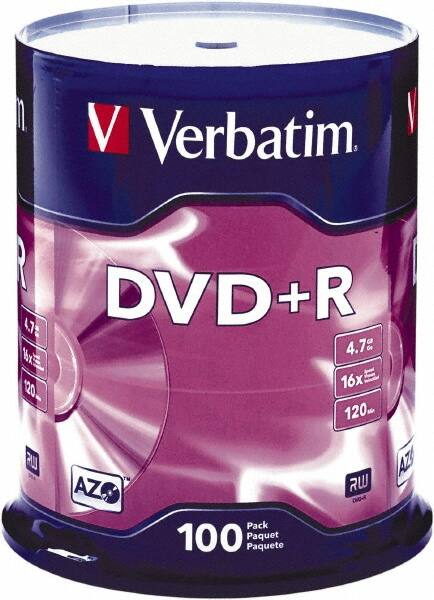 DVD+R Discs, 4.7GB, 16x, Spindle, 100/Pack MPN:VER95098