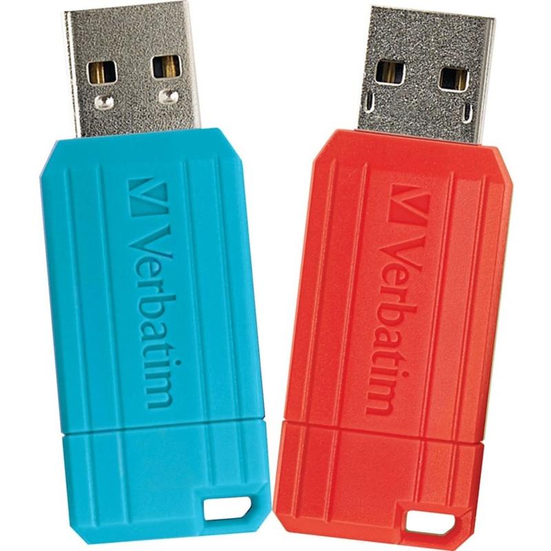 Verbatim PinStripe USB 2.0 Flash Drives, 64GB, Blue/Red, 2 Pack (Min Order Qty 4) MPN:70059