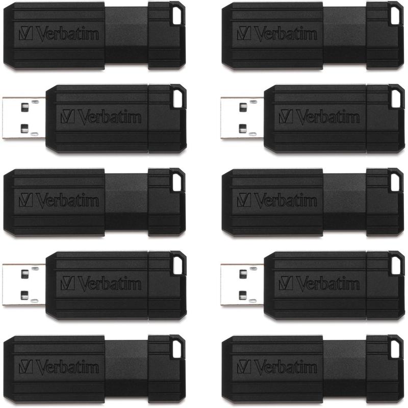 Verbatim PinStripe USB Flash Drive, 32GB, Black, Pack Of 10 (Min Order Qty 2) MPN:70062