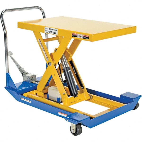 Mobile Manual Lift Table: 1,500 lb Capacity, 11 to 33-1/2