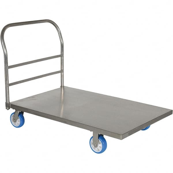 Platform Truck: 2,000 lb Capacity, Stainless Steel Deck, 48