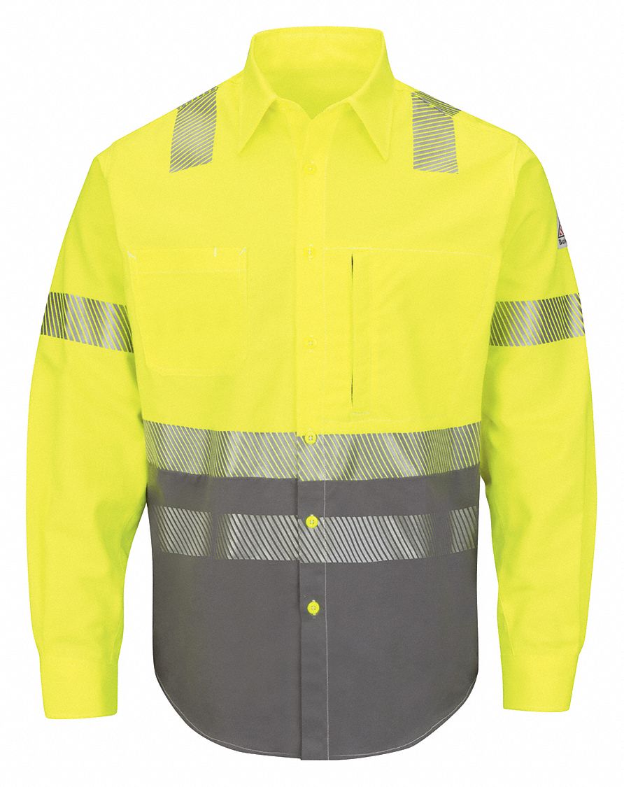 J6794 Flame-Resistant Collared Shirt L Yl/Gy MPN:SLB4HG RG L