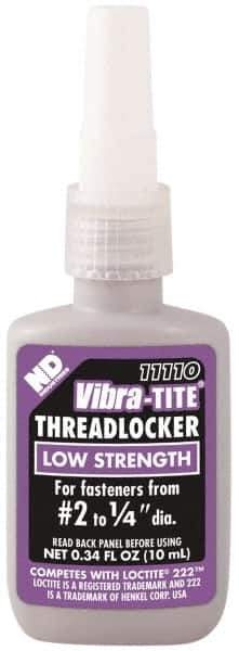 Threadlocker: Purple, Liquid, 10 mL, Bottle MPN:11110