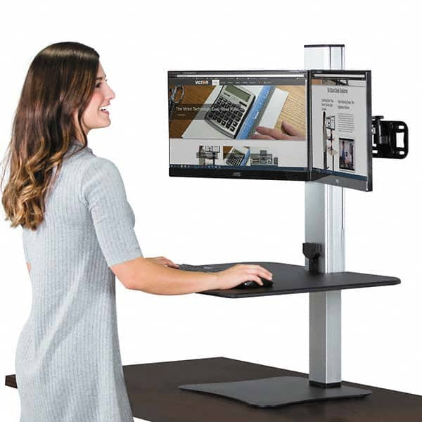 Dc450 High Rise Electric Dual Monitor Standing Desk Workstation Black/aluminum MPN:VCTDC450