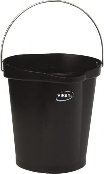 3 Gal, Polypropylene Round Black Single Pail with Pour Spout MPN:56869