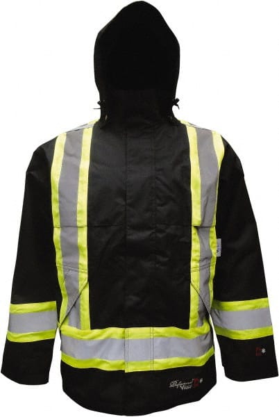 Rain Jacket: Size 3XL, ASTM D6413, Black, Polyester MPN:3907FRJ-XXXL