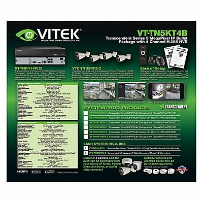 Network Video Recorder Kit 1 TB MPN:VT-TN5KT41TB-2