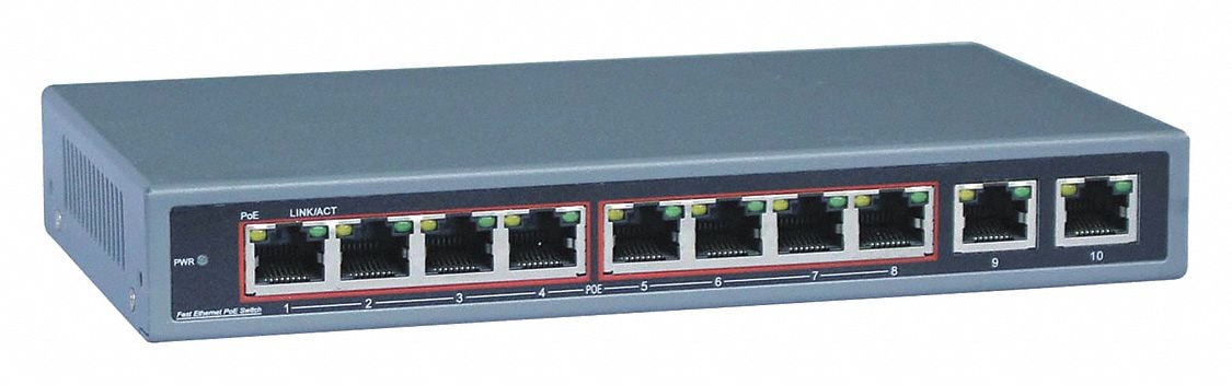 PoE Switch 8 Camera Inputs 12VDC Input MPN:VT-8P120