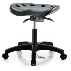 Interion® ESD Polyurethane Tractor Stool With Seat Tilt - Black w/ Black Base 04240B23