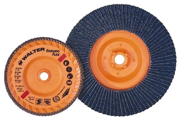 Flap Disc: 5/8-11 Hole, 60 Grit, Zirconia Alumina, Type 27 MPN:06B456