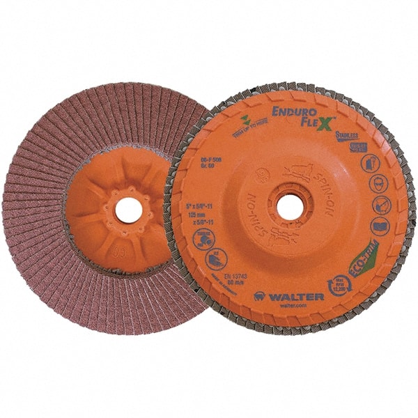 Flap Disc: 5/8-11 Hole, 60 Grit, Zirconia Alumina, Type 27 MPN:06F506