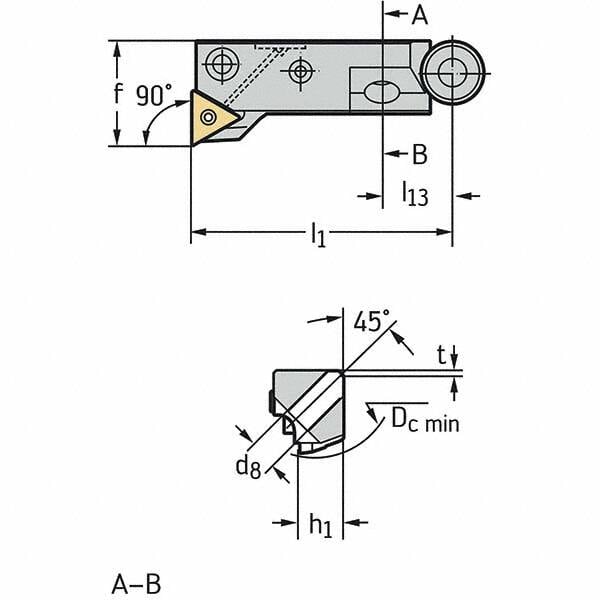 45.5mm OAL x 20mm OAW Left Hand Indexable Turning Cartridge MPN:5008344