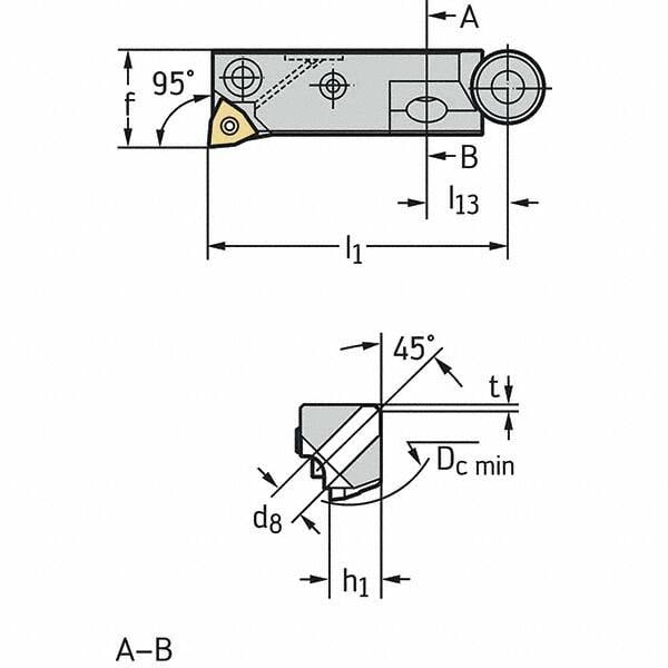 45.5mm OAL x 16mm OAW Left Hand Indexable Turning Cartridge MPN:5008348