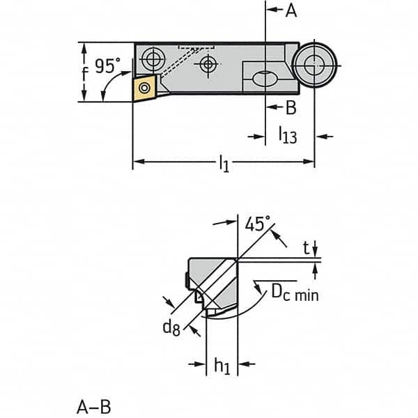 45.5mm OAL x 16mm OAW Left Hand Indexable Turning Cartridge MPN:5041694