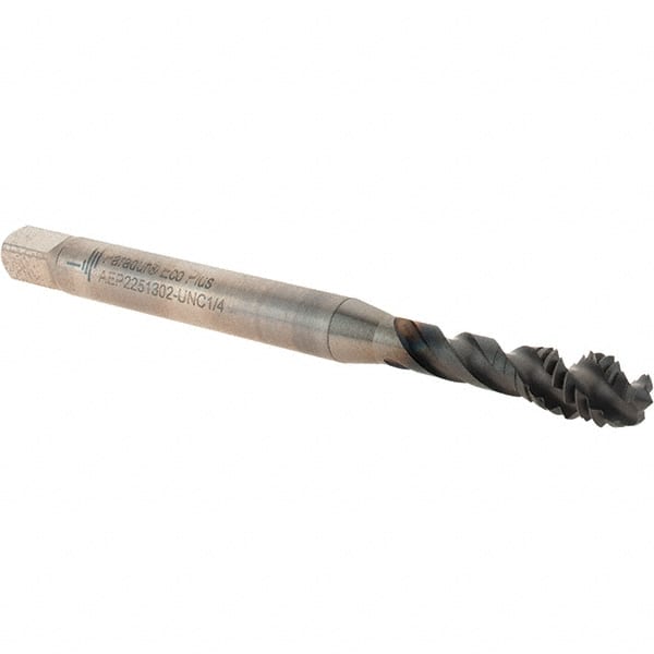 Spiral Flute Tap: 1/4-20, UNC, 3 Flute, Modified Bottoming, 2B Class of Fit, Powdered Metal, Hardlube Finish MPN:6245709