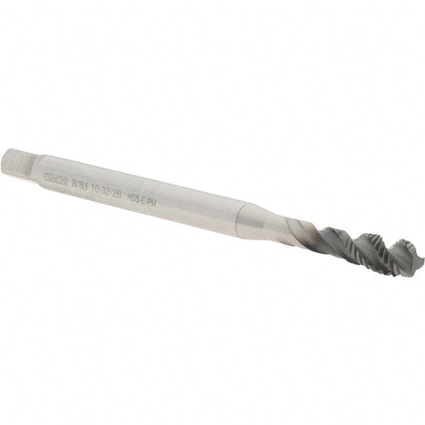 Spiral Flute Tap: #10-32, UNF, 3 Flute, Modified Bottoming, 2B Class of Fit, Powdered Metal, Hardlube Finish MPN:6245722