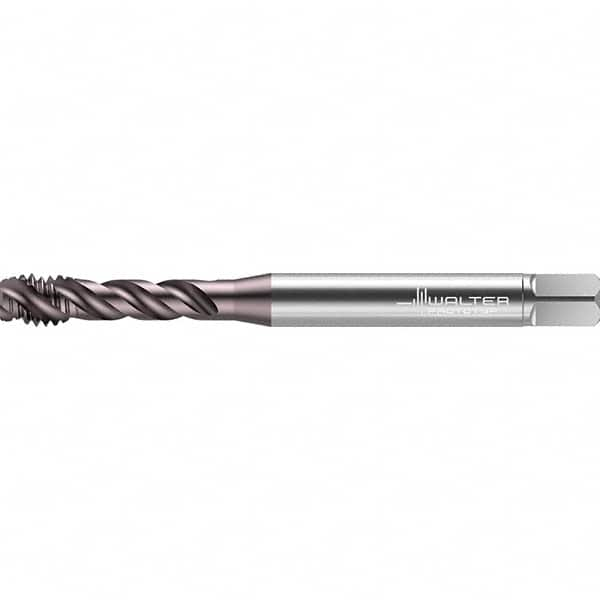 Spiral Flute Tap: 3/8-16, UNC, 3 Flute, Semi-Bottoming, 2B & 3B Class of Fit, High Speed Steel, TiAlN Finish MPN:7557020