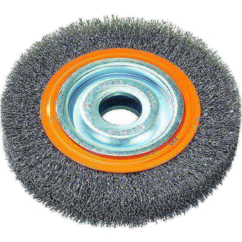 Wheel Brushes, Mount Type: Arbor Hole , Wire Type: Crimped , Outside Diameter (Inch): 8 , Face Width (Inch): 1/2 , Arbor Hole Size: 5/8 in  MPN:13B082