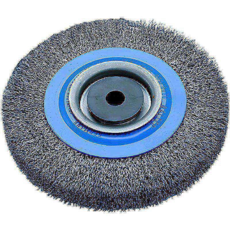 Wheel Brushes, Mount Type: Arbor Hole , Wire Type: Crimped , Outside Diameter (Inch): 6 , Face Width (Inch): 3/4 , Arbor Hole Size: 1/2 in  MPN:13B165