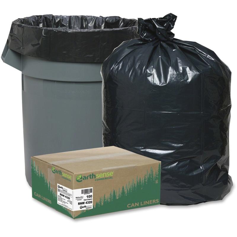 Webster Reclaim Heavy-Duty Recycled Can Liners - Extra Large Size - 56 gal - 43in Width x 47in Length - 2 mil (51 Micron) Thickness - Black - Plastic - 100/Carton - Can MPN:RNW4320