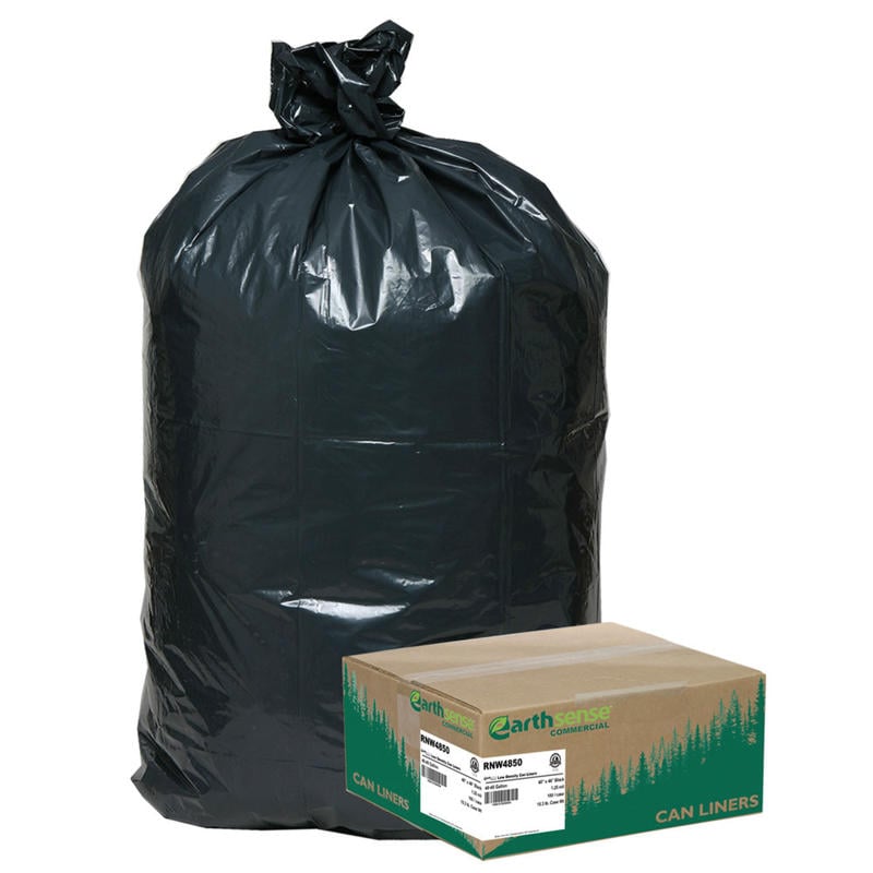 Webster EarthSense Star Bottom Commercial Can Liners, 1.25 mil, 40 To 45 Gallons, 75% Recycled, Black, Box Of 100 Liners (Min Order Qty 2) MPN:RNW4850