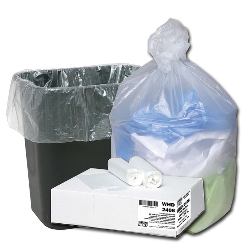 Webster Ultra Plus 8 mil Trash Bags, 10 gal, 24inH x 24inW, Natural, 500 Bags (Min Order Qty 3) MPN:WHD2423