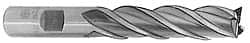 Square End Mill: 3/8'' Dia, 1-1/2'' LOC, 3/8'' Shank Dia, 3-1/4'' OAL, 4 Flutes, High Speed Steel MPN:44314-00-W