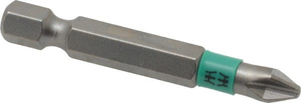 Power Screwdriver Bit: #2 Phillips, PH2 Speciality Point Size, 1/4