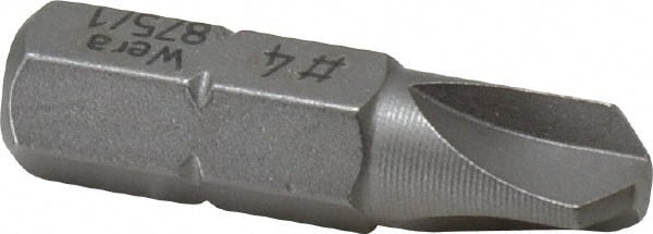 Power Screwdriver Bit: #4 Tri-Wing Speciality Point Size, 1/4