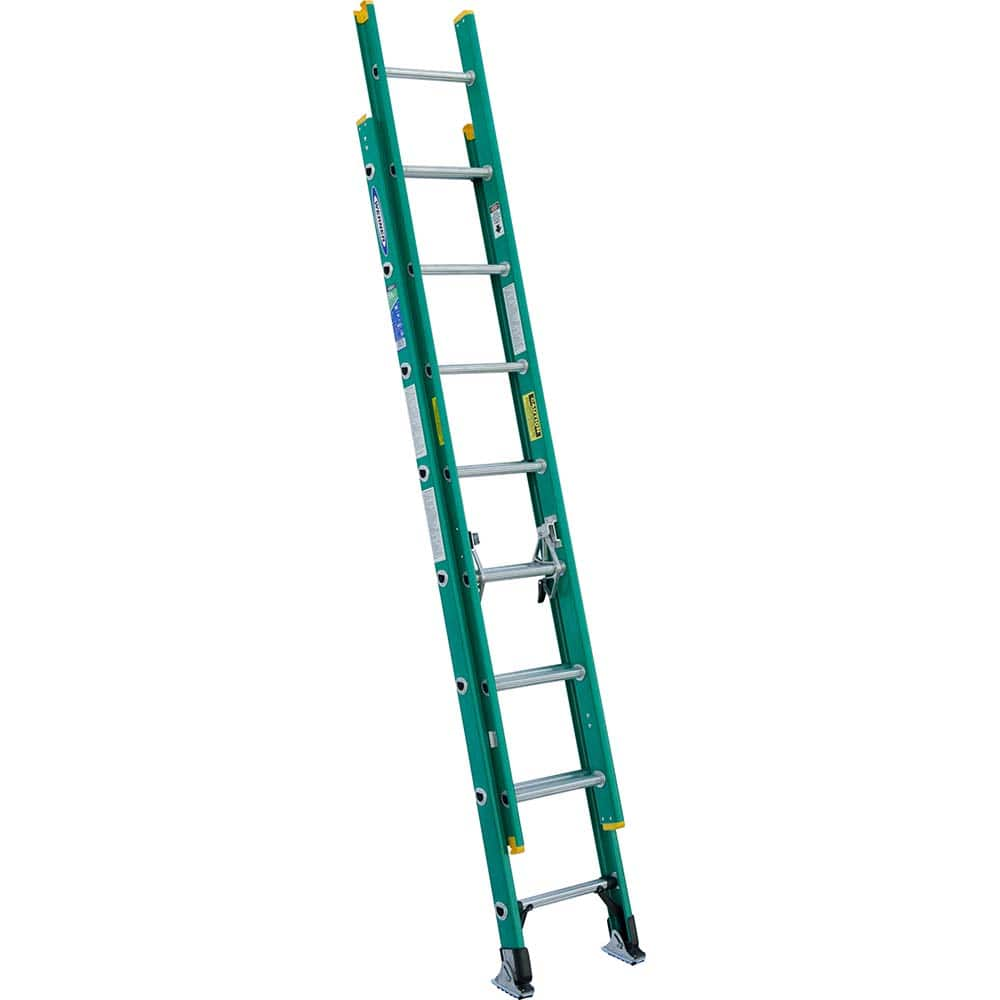 16' High, Type II Rating, 2-Section, Fiberglass D-Rung Extension Ladder, 225lb Load Capacity MPN:D5916-2