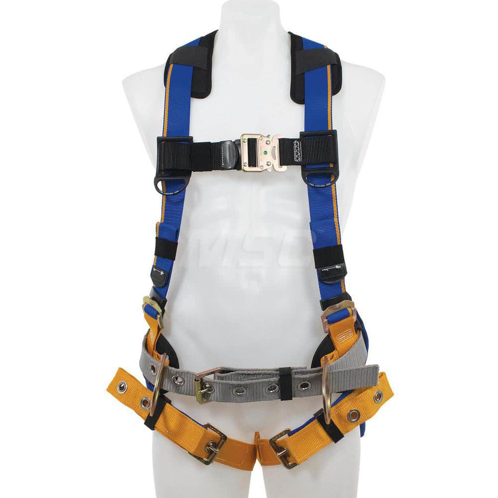 Fall Protection Harnesses: 400 Lb, Back and Side D-Rings Style, Size Medium & Large, For Construction, Back & Hips MPN:H132102