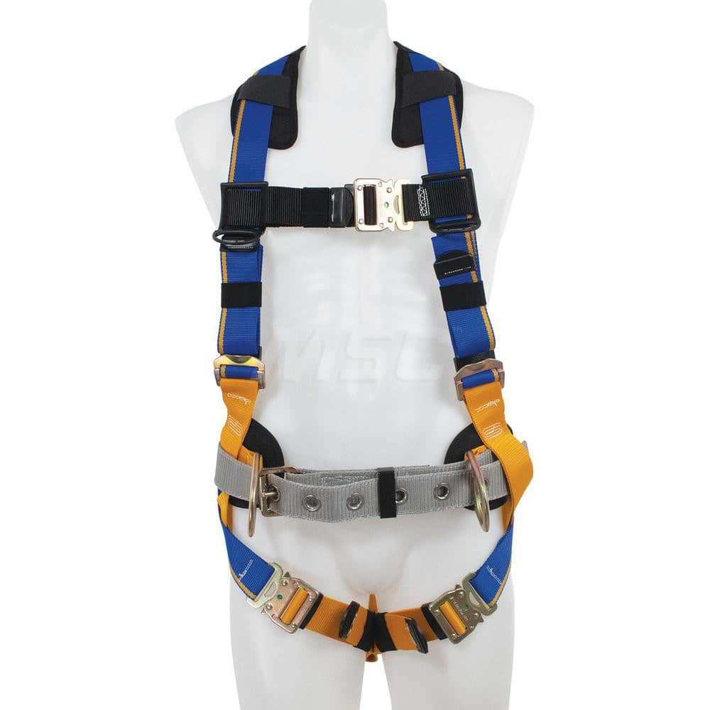 Fall Protection Harnesses: 400 Lb, Front, Back and Side D-Rings Style, Size X-Large, For Construction, Front Back & Hips MPN:H133104