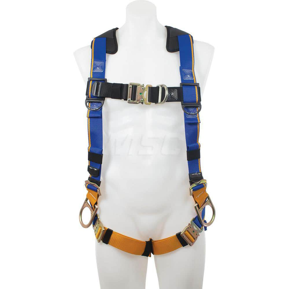 Fall Protection Harnesses: 400 Lb, Front, Back and Side D-Rings Style, Size Medium & Large, For Climbing & Positioning, Front Back & Hips MPN:H163002