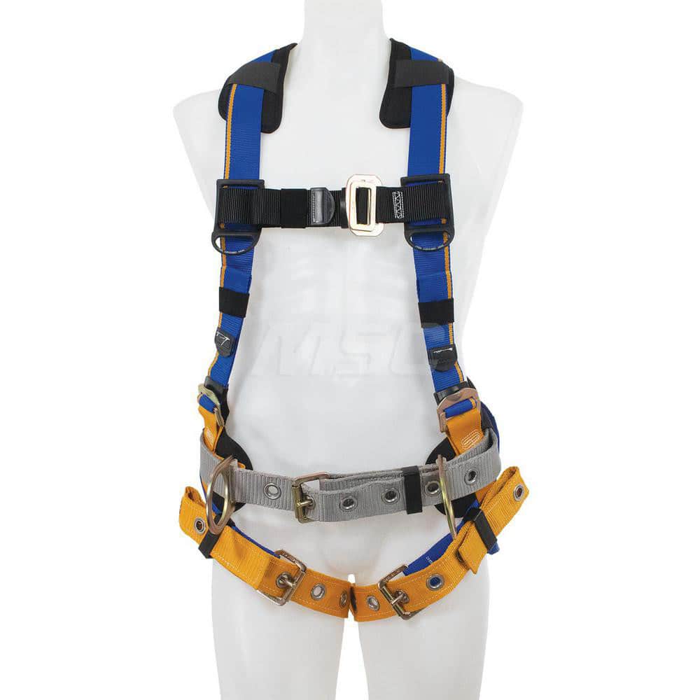 Fall Protection Harnesses: 400 Lb, Back and Side D-Rings Style, Size X-Large, For Construction, Back & Hips MPN:H232104