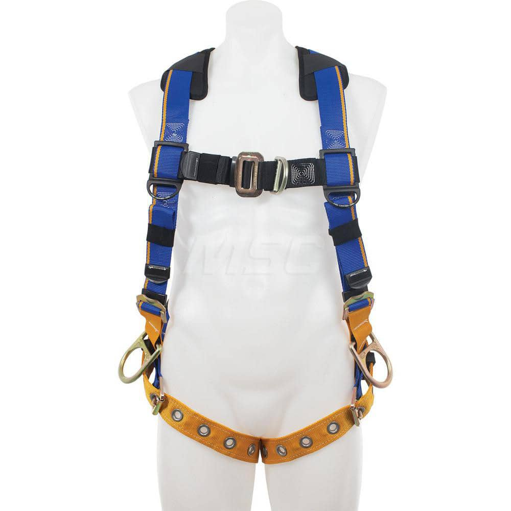 Fall Protection Harnesses: 400 Lb, Front, Back and Side D-Rings Style, Size Medium & Large, For Climbing & Positioning, Front Back & Hips MPN:H262002