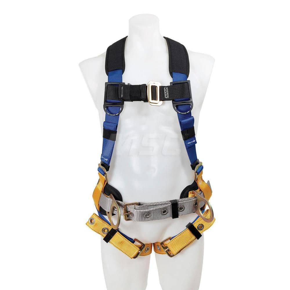 Fall Protection Harnesses: 400 Lb, Back and Side D-Rings Style, Size X-Large, For Construction, Back & Hips MPN:H332104