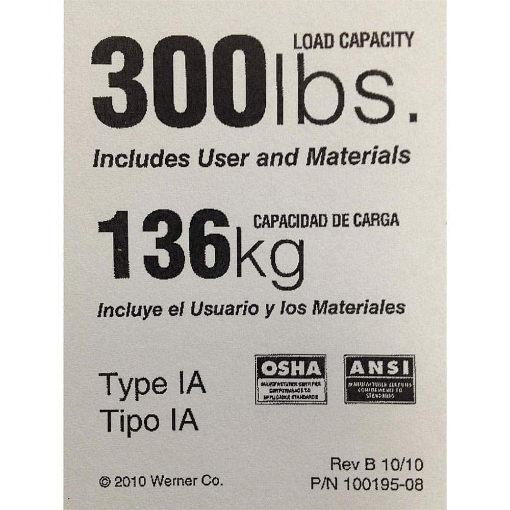 Ladder Accessories, Accessory Type: Label , For Use With: Type IA Ladders Except Twin Stepladders , Material: Paper  MPN:LDR300