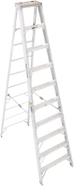 9-Step Aluminum Step Ladder: Type IAA, 375 lb Capacity, 10' High MPN:410